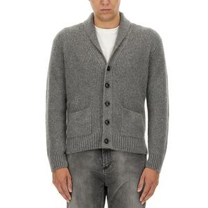 TOM FORD Shawl Collar Ribbed Knit Cardigan Men GREY Sweaters & Cardigans